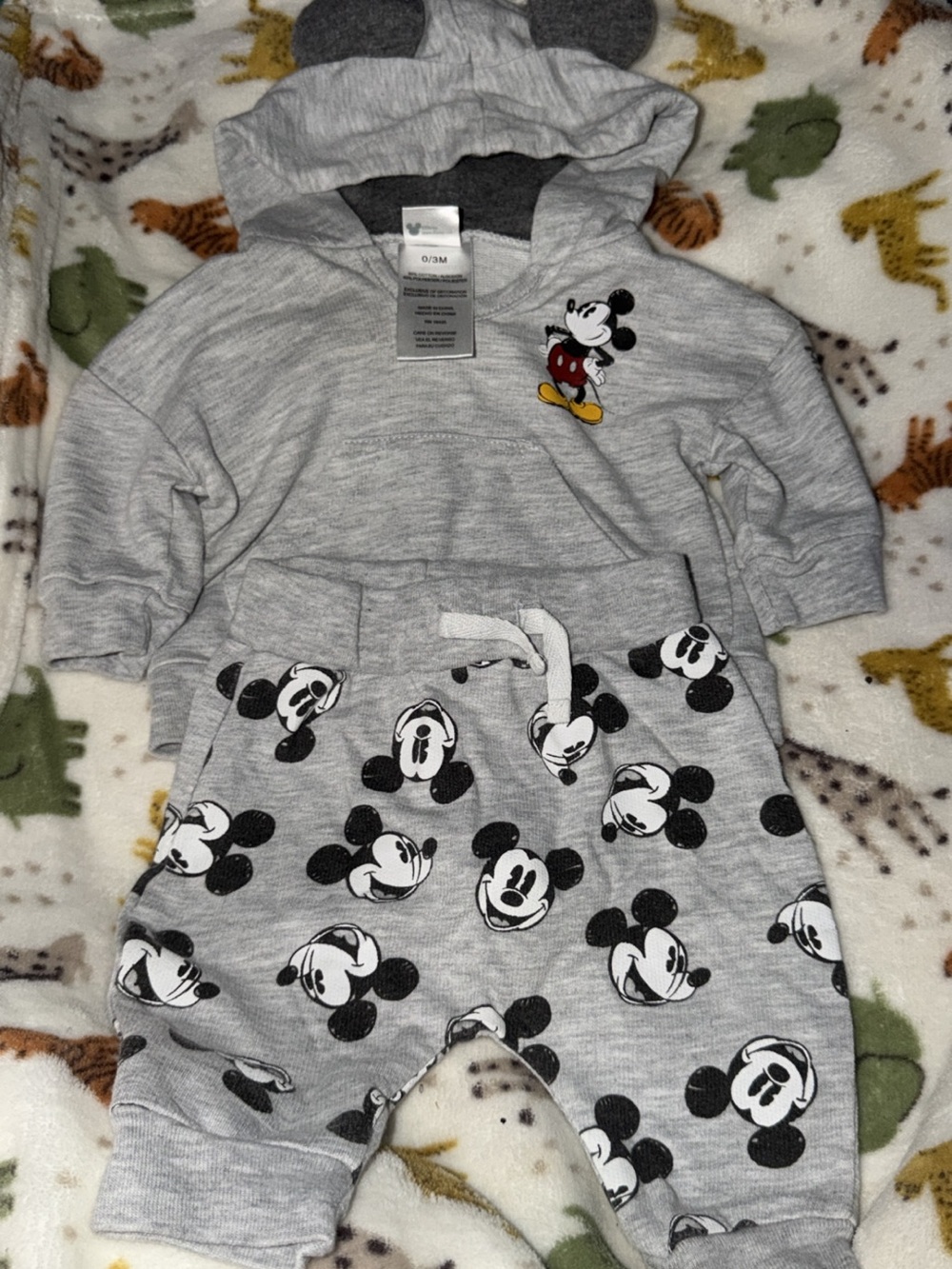 Disney Baby Mickey Mouse Hoodie & Jogger Set – Size 0–3M
